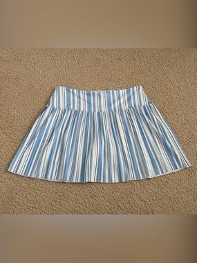 Lucky in Love Blue & White Striped Pleated Skater Skirt